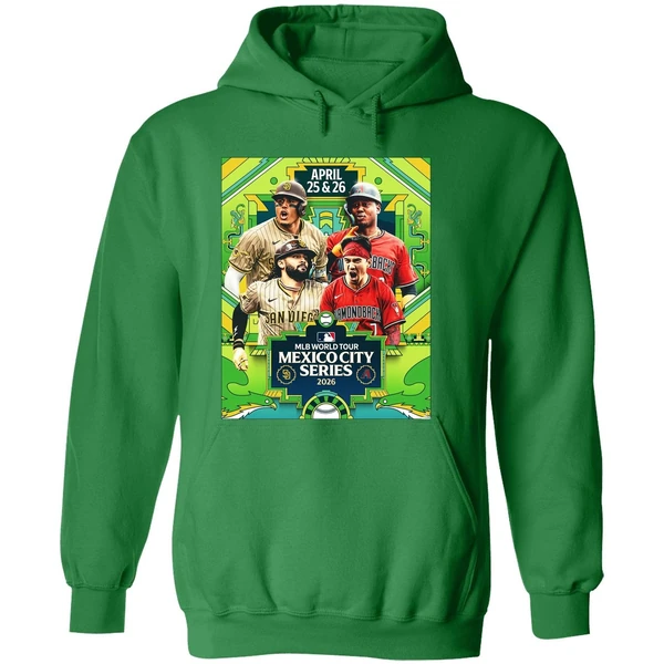 San Diego Padres Vs Arizona Diamondbacks Mlb World Tour Mexico City Series 2026 Poster Hoodie - Image 2