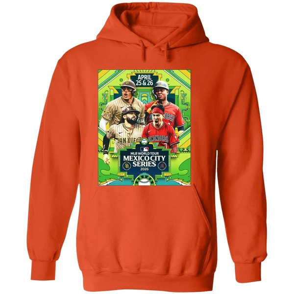 San Diego Padres Vs Arizona Diamondbacks Mlb World Tour Mexico City Series 2026 Poster Hoodie - Image 6