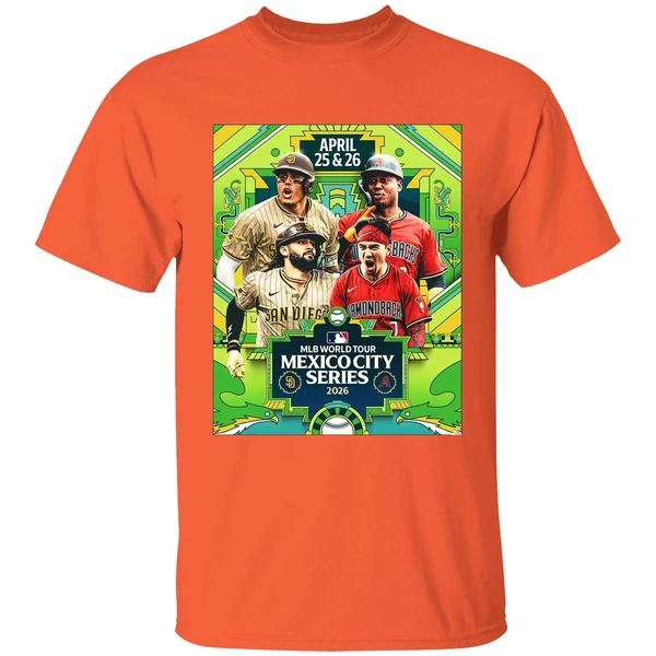 san diego padres vs arizona diamondbacks mlb world tour mexico city series 2026 poster shirt orange