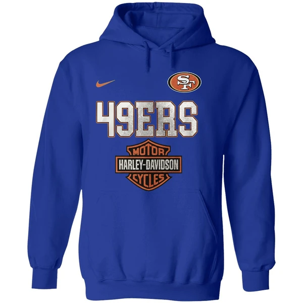 San Francisco 49ers 122 Years Harley Davidson Ride The Legend Hoodie - Image 7