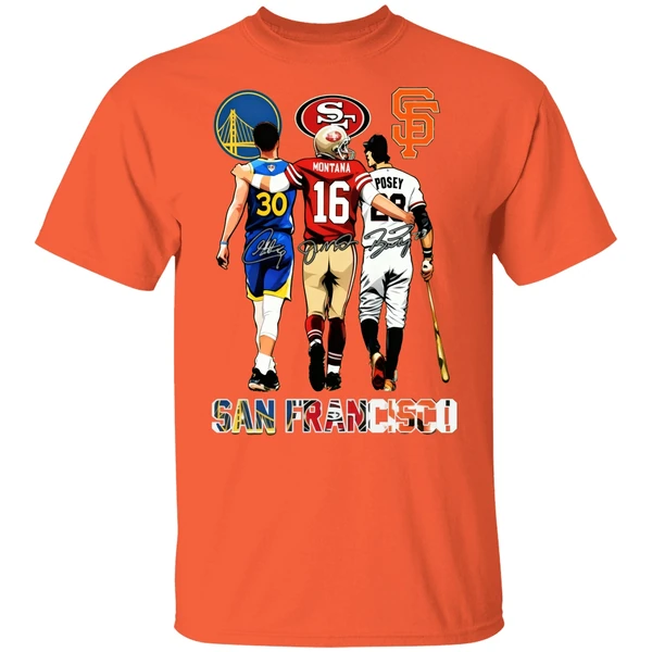San Francisco Stephen Curry Joe Montana And Buster Posey Shirt - Image 5
