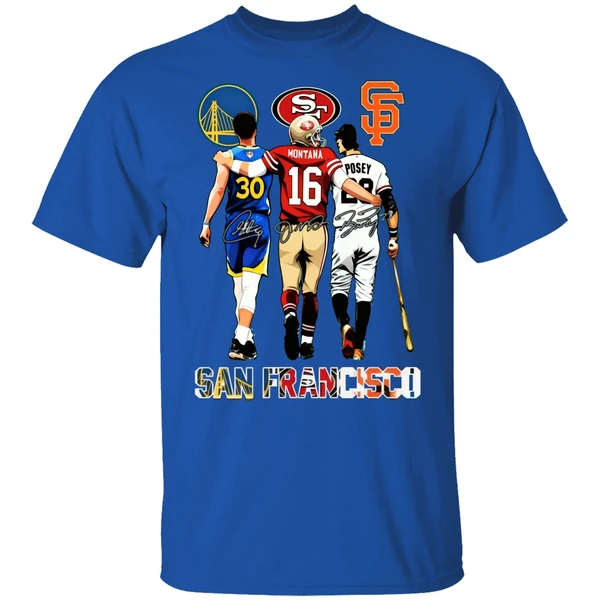 San Francisco Stephen Curry Joe Montana And Buster Posey Shirt - Image 7