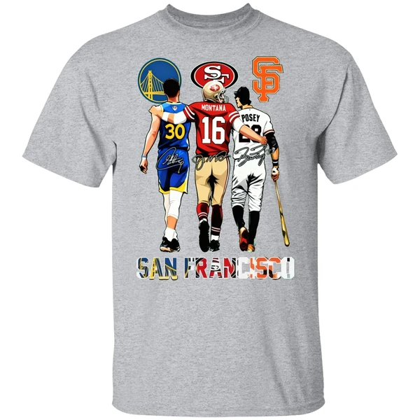 San Francisco Stephen Curry Joe Montana And Buster Posey Shirt - Image 8