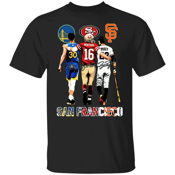 San Francisco Stephen Curry Joe Montana And Buster Posey Shirt - Image 9
