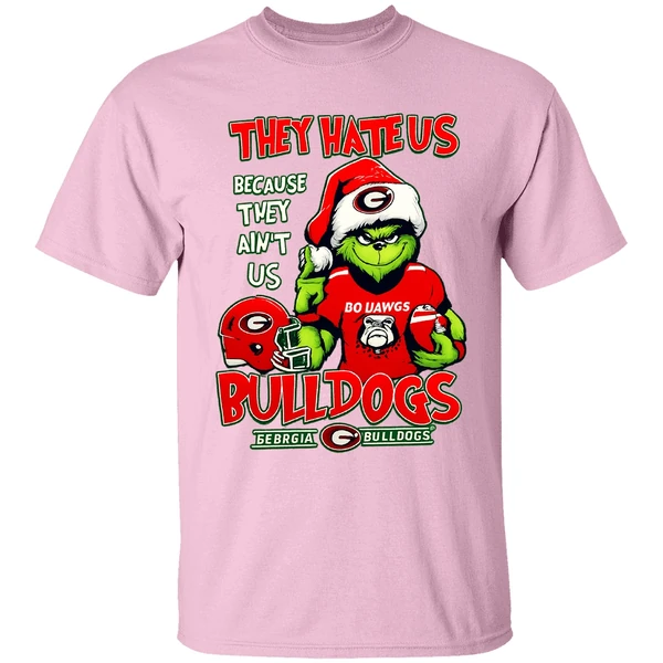 Santa Grinch Georgia Bulldogs They Hate Us Because They Aint Us Football Shirt - Image 2