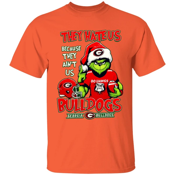 Santa Grinch Georgia Bulldogs They Hate Us Because They Aint Us Football Shirt - Image 3