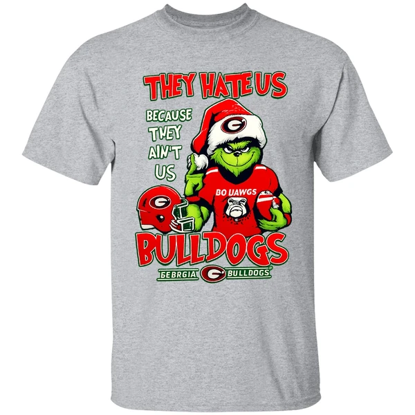 Santa Grinch Georgia Bulldogs They Hate Us Because They Aint Us Football Shirt - Image 6