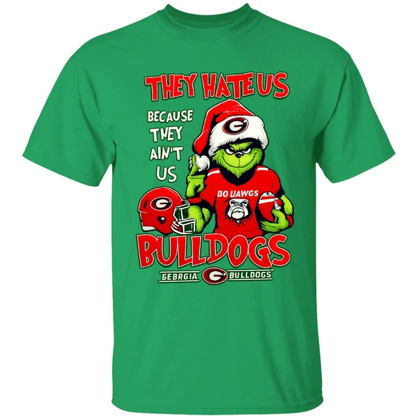 Santa Grinch Georgia Bulldogs They Hate Us Because They Aint Us Football Shirt - Image 8
