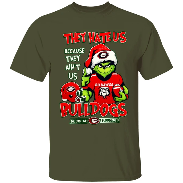 Santa Grinch Georgia Bulldogs They Hate Us Because They Aint Us Football Shirt - Image 9