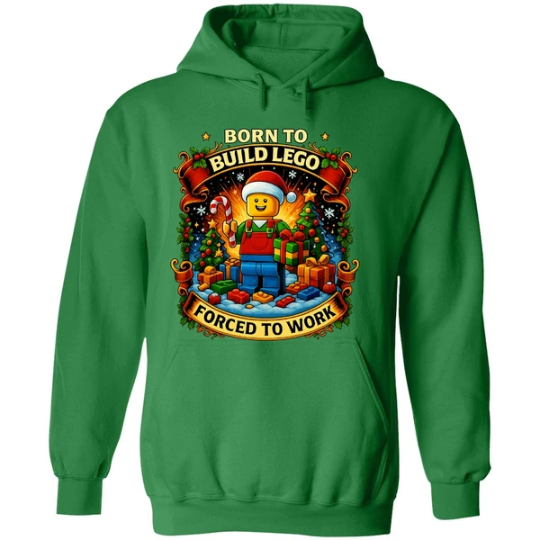 Santa Lego Born To Build Lego Forced To Work Christmas Hoodie - Image 2
