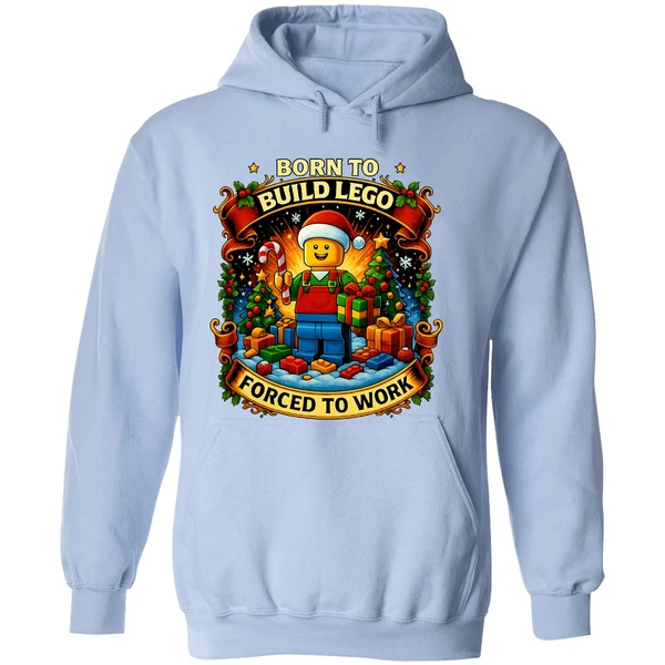 Santa Lego Born To Build Lego Forced To Work Christmas Hoodie - Image 4