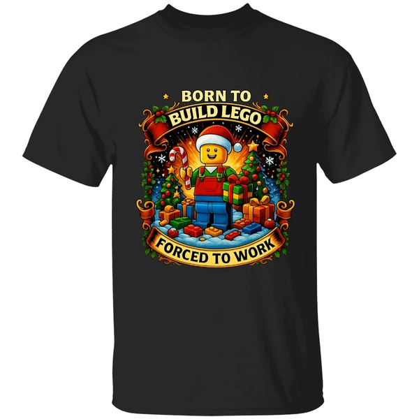 Santa Lego Born To Build Lego Forced To Work Christmas Shirt