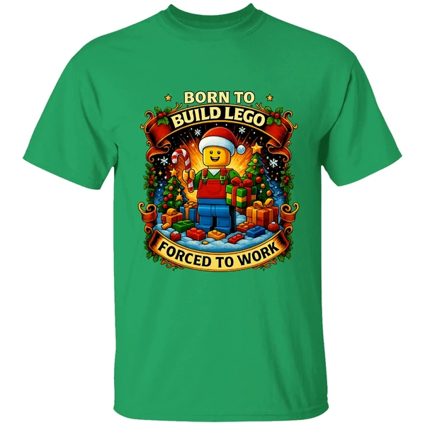 Santa Lego Born To Build Lego Forced To Work Christmas Shirt - Image 2