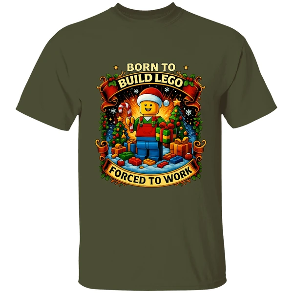 Santa Lego Born To Build Lego Forced To Work Christmas Shirt - Image 4