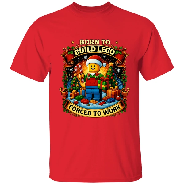 Santa Lego Born To Build Lego Forced To Work Christmas Shirt - Image 7