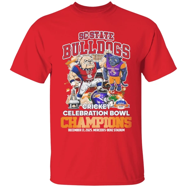 Sc State Bulldogs 2025 Cricket Celebration Bowl Champions Mascot Shirt - Image 4