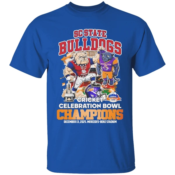Sc State Bulldogs 2025 Cricket Celebration Bowl Champions Mascot Shirt - Image 5