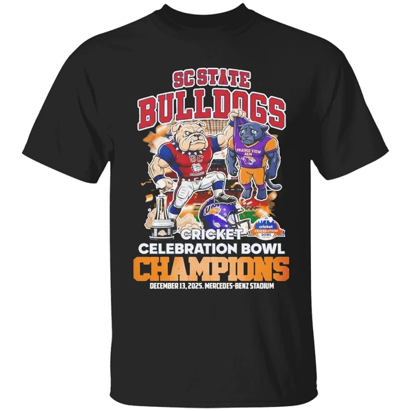 Sc State Bulldogs 2025 Cricket Celebration Bowl Champions Mascot Shirt - Image 7