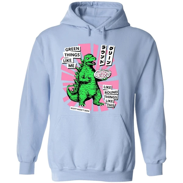 Scott Hasnt Seen Godzilla Green Things Like Me Cartoon Hoodie - Image 4