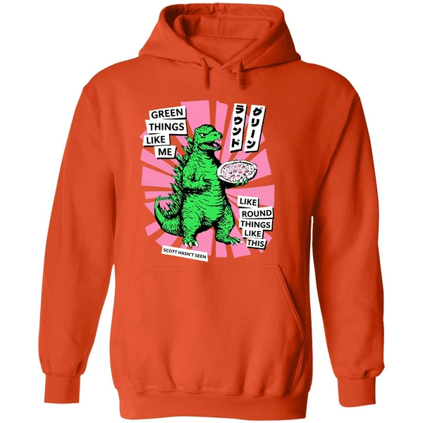 Scott Hasnt Seen Godzilla Green Things Like Me Cartoon Hoodie - Image 6
