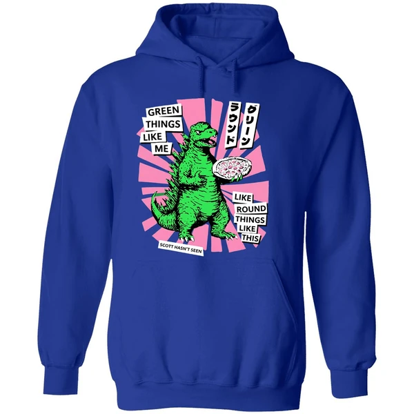 Scott Hasnt Seen Godzilla Green Things Like Me Cartoon Hoodie - Image 7