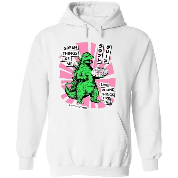 Scott Hasnt Seen Godzilla Green Things Like Me Cartoon Hoodie - Image 8