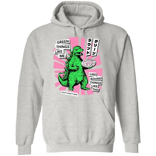 Scott Hasnt Seen Godzilla Green Things Like Me Cartoon Hoodie - Image 9