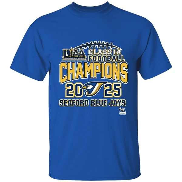 Seaford Blue Jays 2025 Diaa Class 1a Football Champions Shirt - Image 5