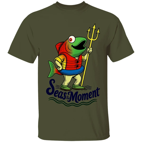 Seas The Moment Humpy Salmon Mariners Holding Trident Shirt - Image 3