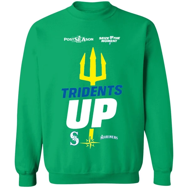 Seattle Mariners October Postseason Tridents Up Seize The Moment 2025 Sweashirt - Image 3