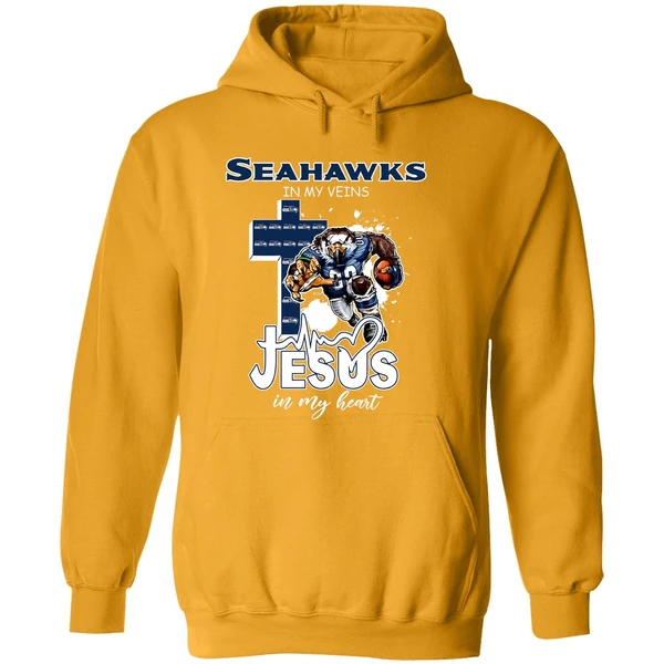 Seattle Seahawks In My Veins Jesus In My Heart Keep The Faith 2025 Hoodie