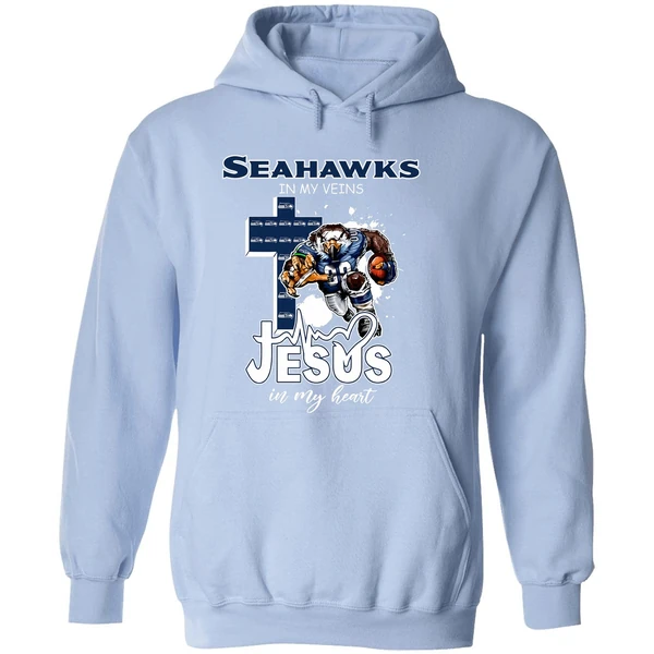 Seattle Seahawks In My Veins Jesus In My Heart Keep The Faith 2025 Hoodie - Image 4