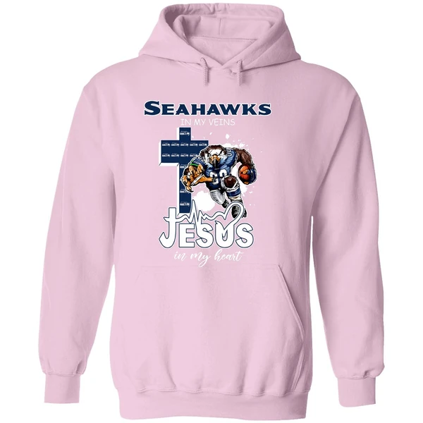 Seattle Seahawks In My Veins Jesus In My Heart Keep The Faith 2025 Hoodie - Image 5