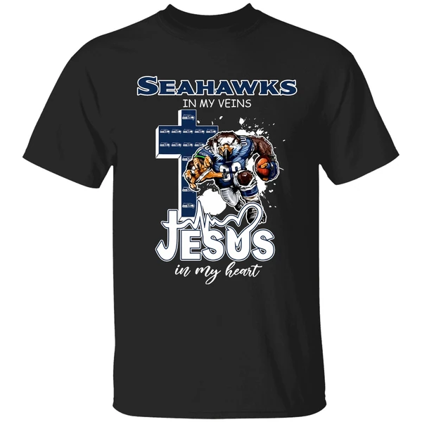 Seattle Seahawks In My Veins Jesus In My Heart Keep The Faith 2025 Shirt