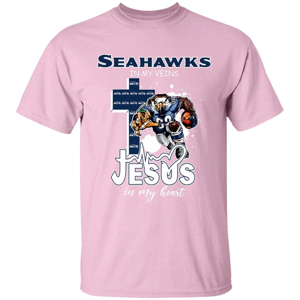seattle seahawks in my veins jesus in my heart keep the faith 2025 shirt lightpink