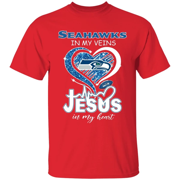 Seattle Seahawks In My Veins Jesus In My Heart Shirt - Image 7