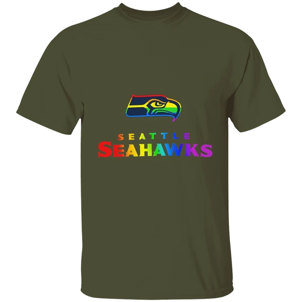 seattle seahawks lgbt pride rainbow shirt militarygreen