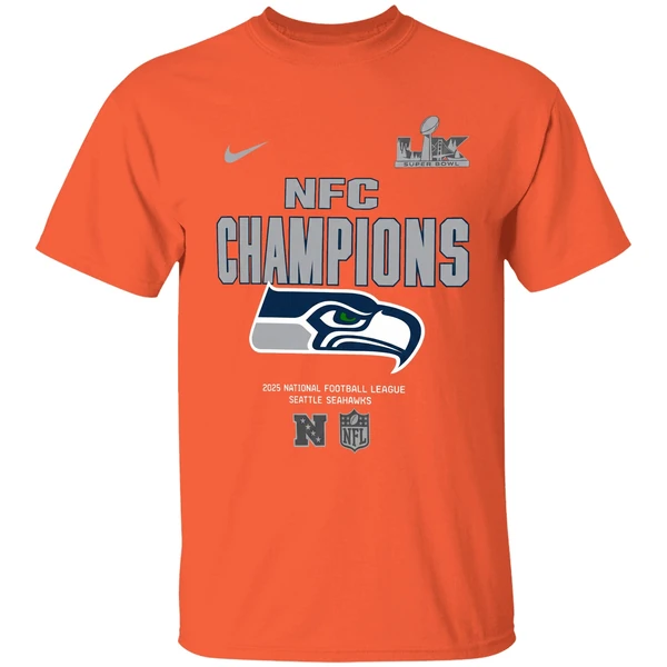 seattle seahawks nike 2025 nfc champions roster shirt orange