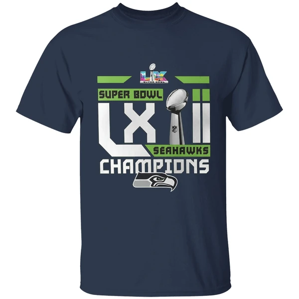 seattle seahawks super bowl 2026 nfl champs football shirt navy