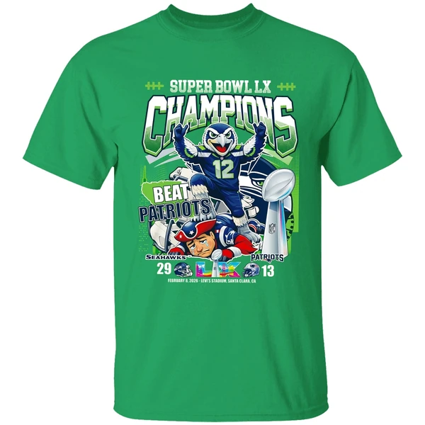 Seattle Seahawks Super Bowl Lx Champions Beat Patriots Shirt - Image 2