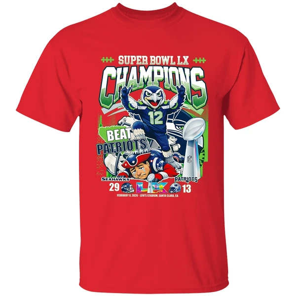 Seattle Seahawks Super Bowl Lx Champions Beat Patriots Shirt - Image 7