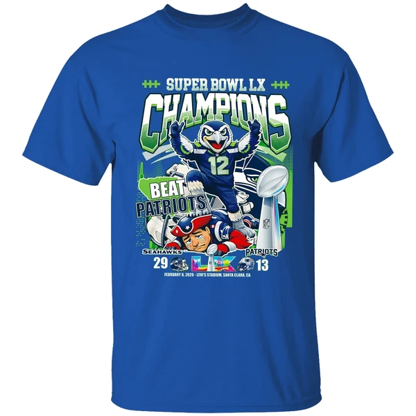 Seattle Seahawks Super Bowl Lx Champions Beat Patriots Shirt - Image 8