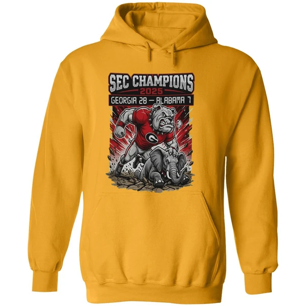 Sec Champions Georgia Bulldogs Victory Mascot 2025 Georgia 28 1 Alabama Hoodie