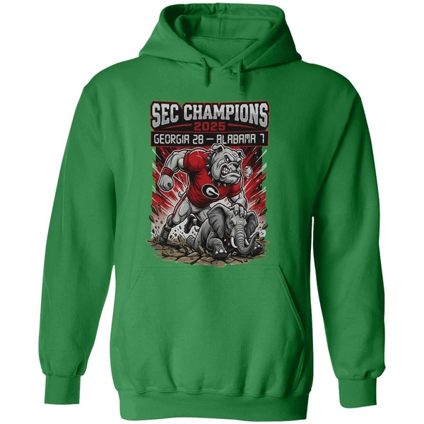 Sec Champions Georgia Bulldogs Victory Mascot 2025 Georgia 28 1 Alabama Hoodie - Image 2