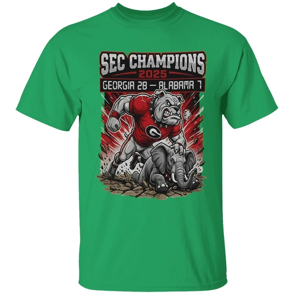 Sec Champions Georgia Bulldogs Victory Mascot 2025 Georgia 28 1 Alabama Shirt - Image 2