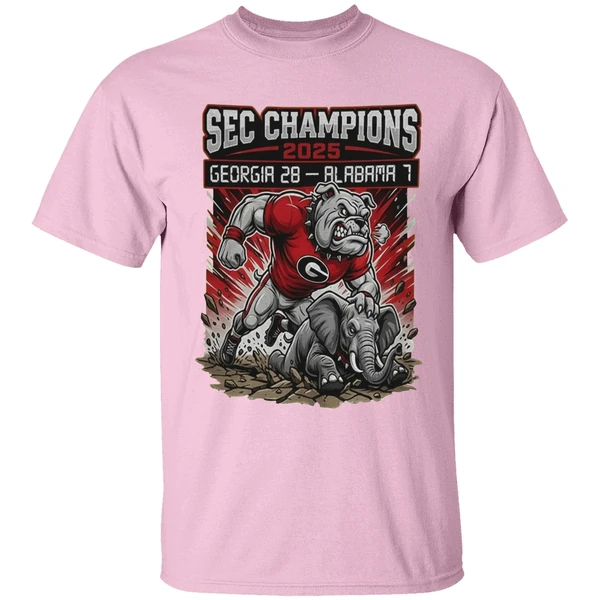 Sec Champions Georgia Bulldogs Victory Mascot 2025 Georgia 28 1 Alabama Shirt - Image 3