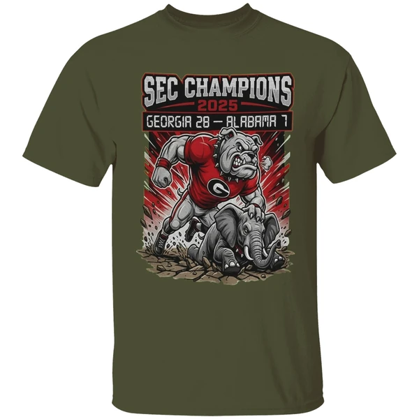 Sec Champions Georgia Bulldogs Victory Mascot 2025 Georgia 28 1 Alabama Shirt - Image 4
