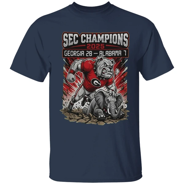 Sec Champions Georgia Bulldogs Victory Mascot 2025 Georgia 28 1 Alabama Shirt - Image 5