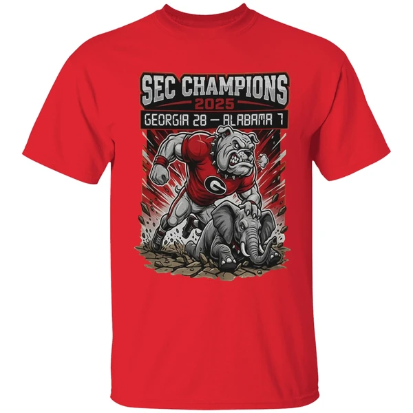 Sec Champions Georgia Bulldogs Victory Mascot 2025 Georgia 28 1 Alabama Shirt - Image 7