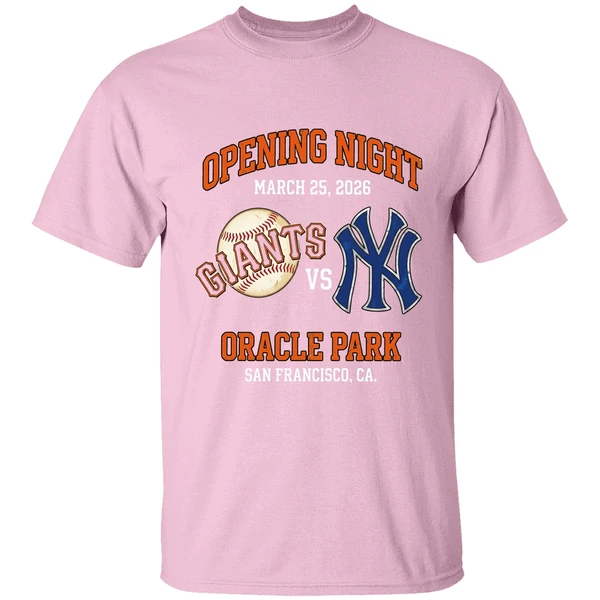 sf giants vs ny yankees opening night oracle park 2026 shirt lightpink